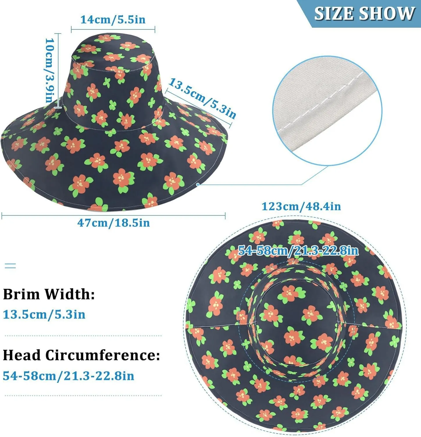 MNSRUU Wide Brim Hats for Women Flower Chicken Blue Sun Hat Packable Sun Visors