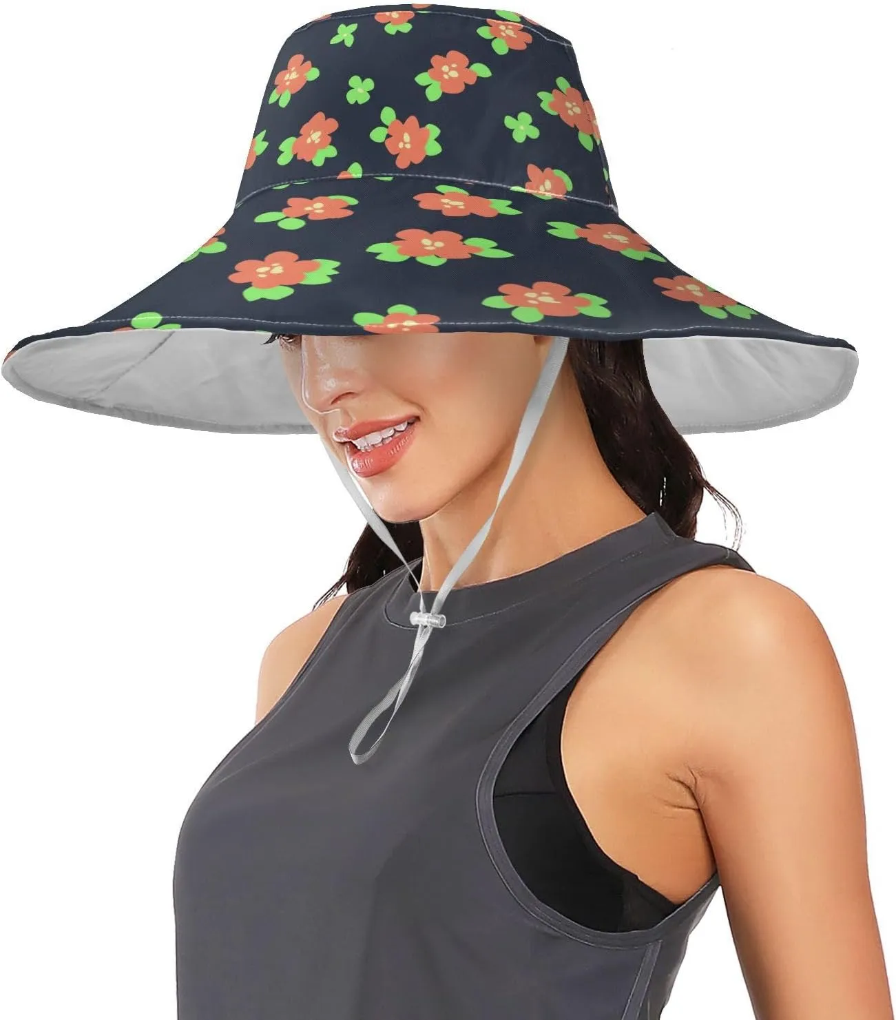 MNSRUU Wide Brim Hats for Women Flower Chicken Blue Sun Hat Packable Sun Visors