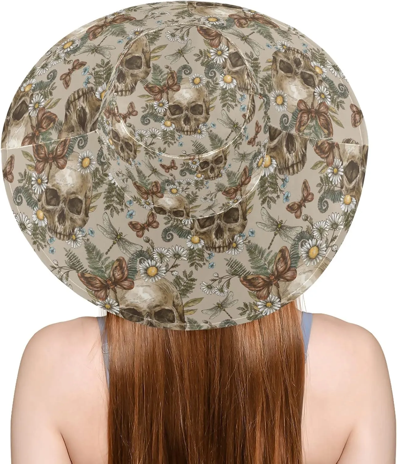 MNSRUU Wide Brim Hats Skull Sun Hat Packable Sun Visors Floppy Summer Beach Hat for UV Protection
