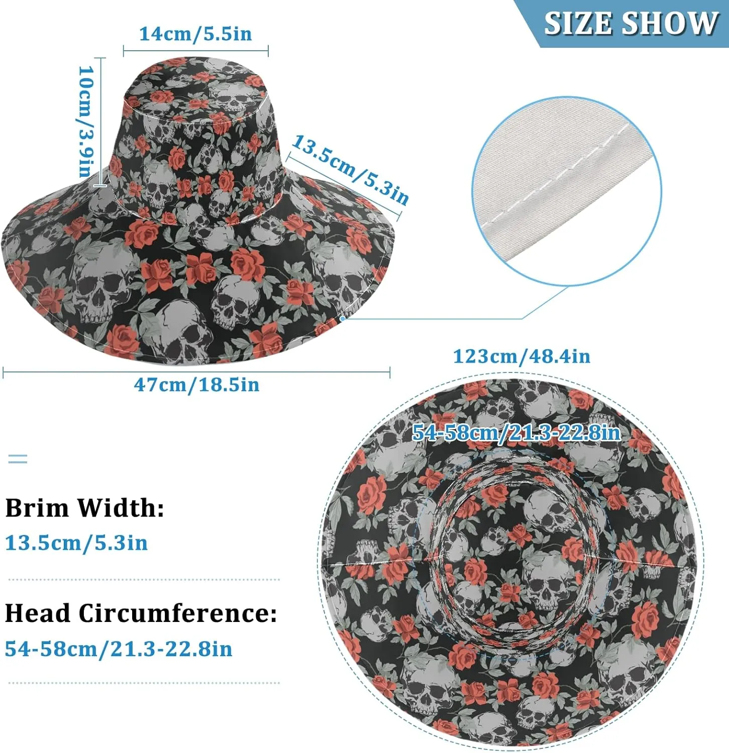 MNSRUU Wide Brim Hats Skull Sun Hat Packable Sun Visors Floppy Summer Beach Hat for UV Protection