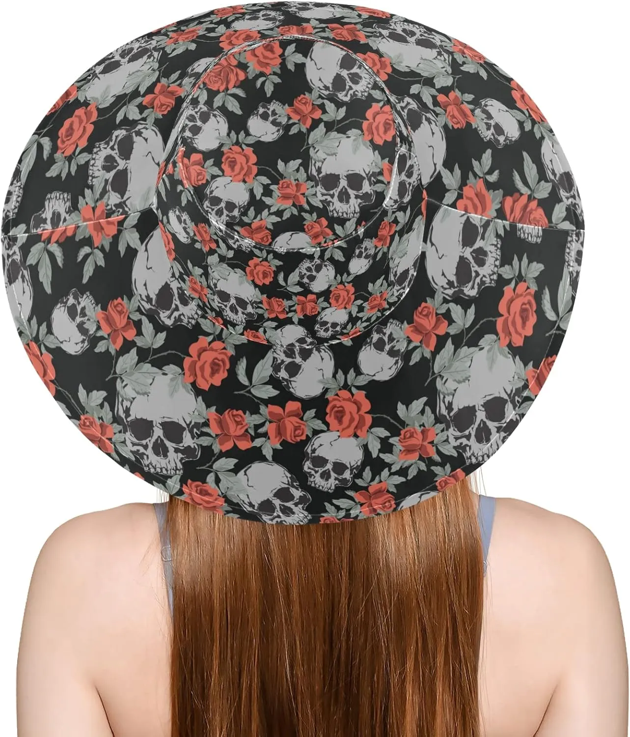 MNSRUU Wide Brim Hats Skull Sun Hat Packable Sun Visors Floppy Summer Beach Hat for UV Protection