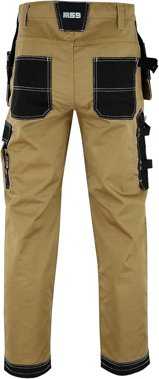 MS9 Men's Work Pants Casual Tactical Trousers Jeans with Holster Pockets
