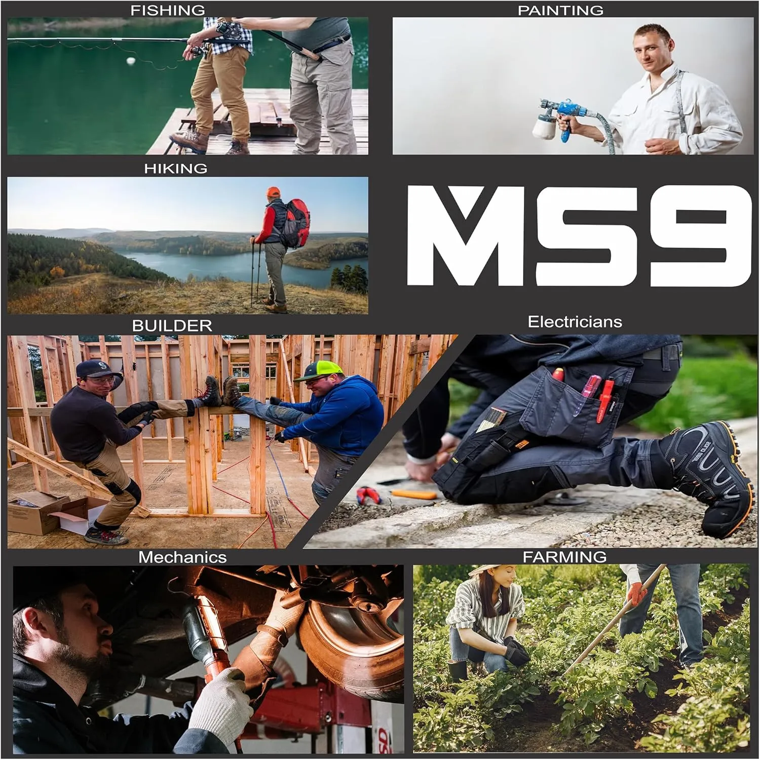 MS9 Men's Work Pants Casual Tactical Trousers Jeans with Holster Pockets
