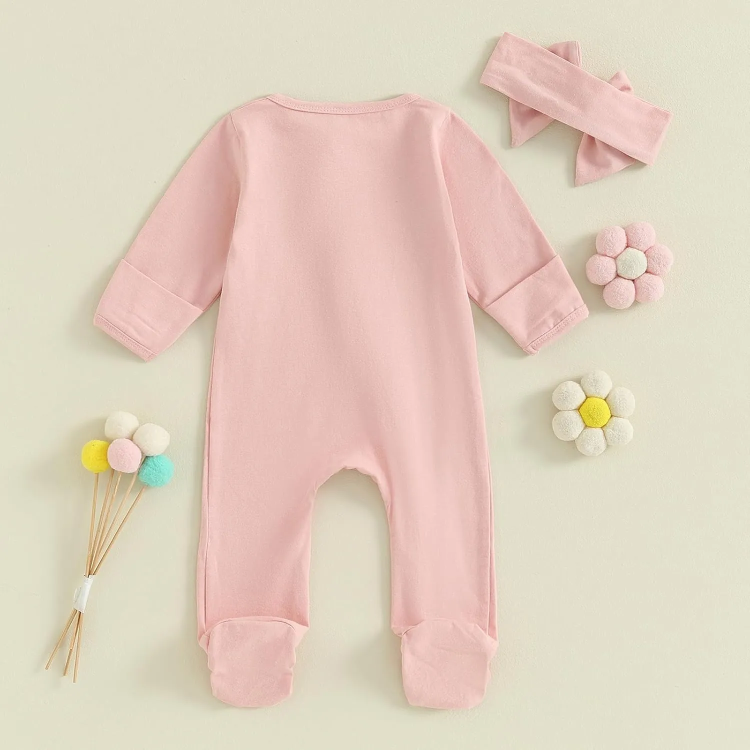 Mubineo Newborn Baby Girl Clothes Ruffle Footie Pajamas Long Sleeve Romper Jumpsuit Infant Cotton Footies Outfits