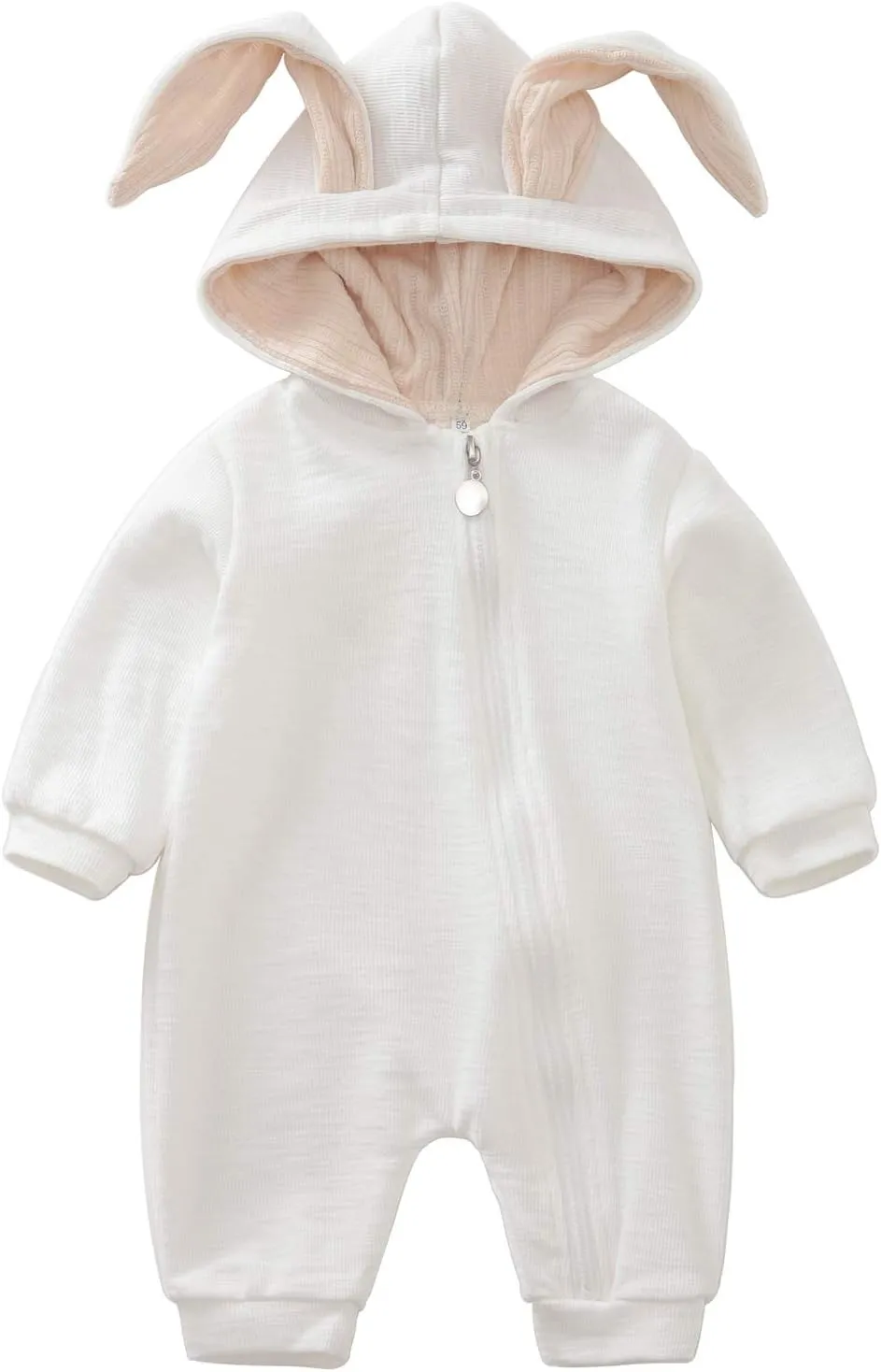 Newborn Baby Boy Girl Romper Cotton Cute Bunny Long Sleeves Zipper Hoodie Infant Bodysuits Jumpsuit Outwear