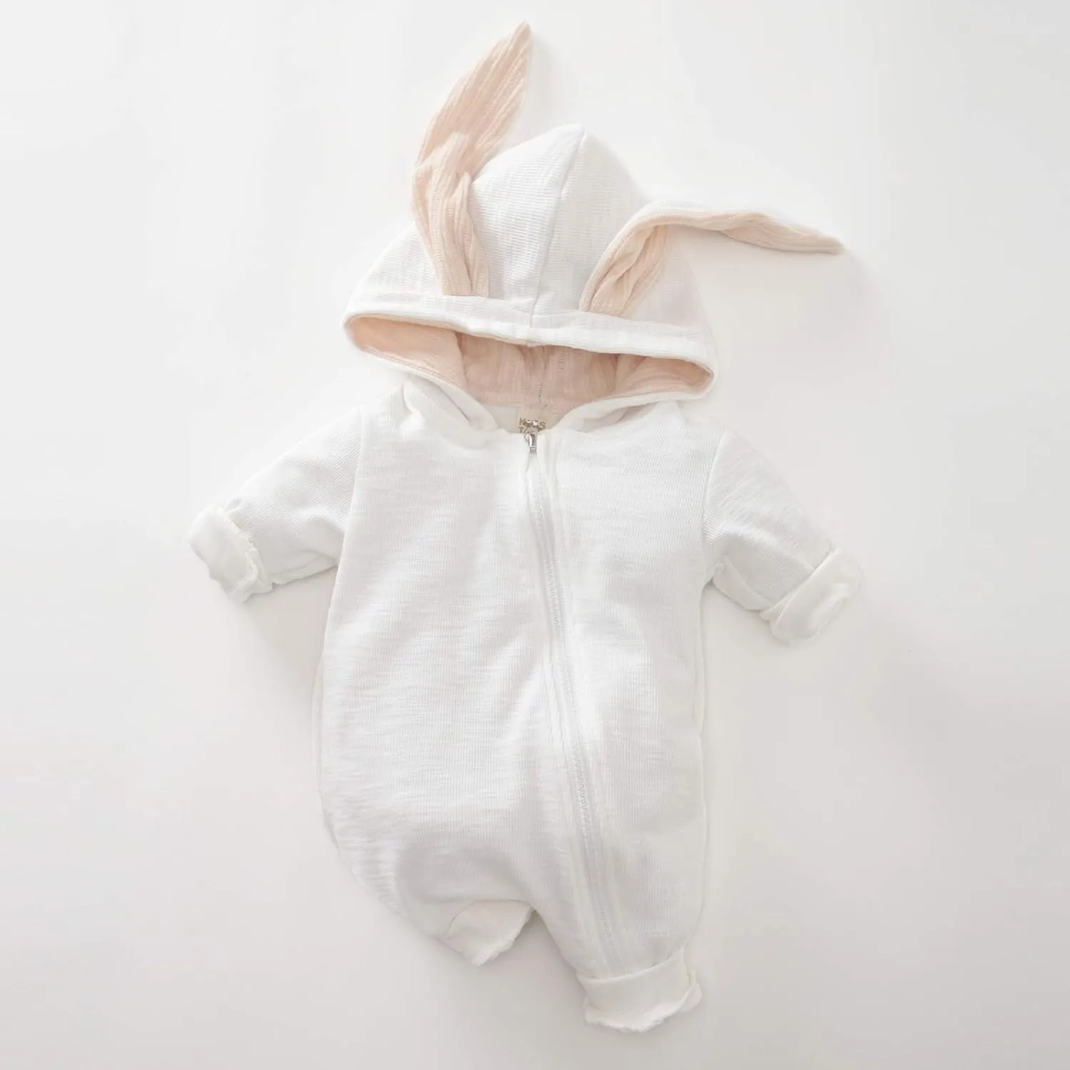 Newborn Baby Boy Girl Romper Cotton Cute Bunny Long Sleeves Zipper Hoodie Infant Bodysuits Jumpsuit Outwear