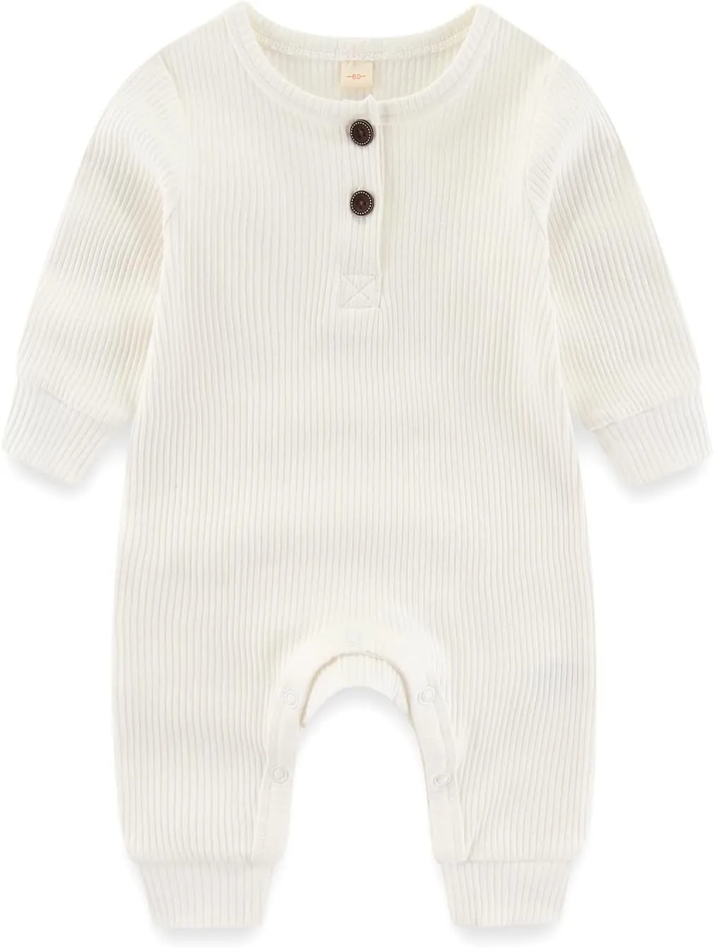 Newborn Baby Boys Girls One Piece Romper With Mitten Cuffs 3 Pack Long Sleeve Ribbed Button Jumpsuit Outfit Clothes