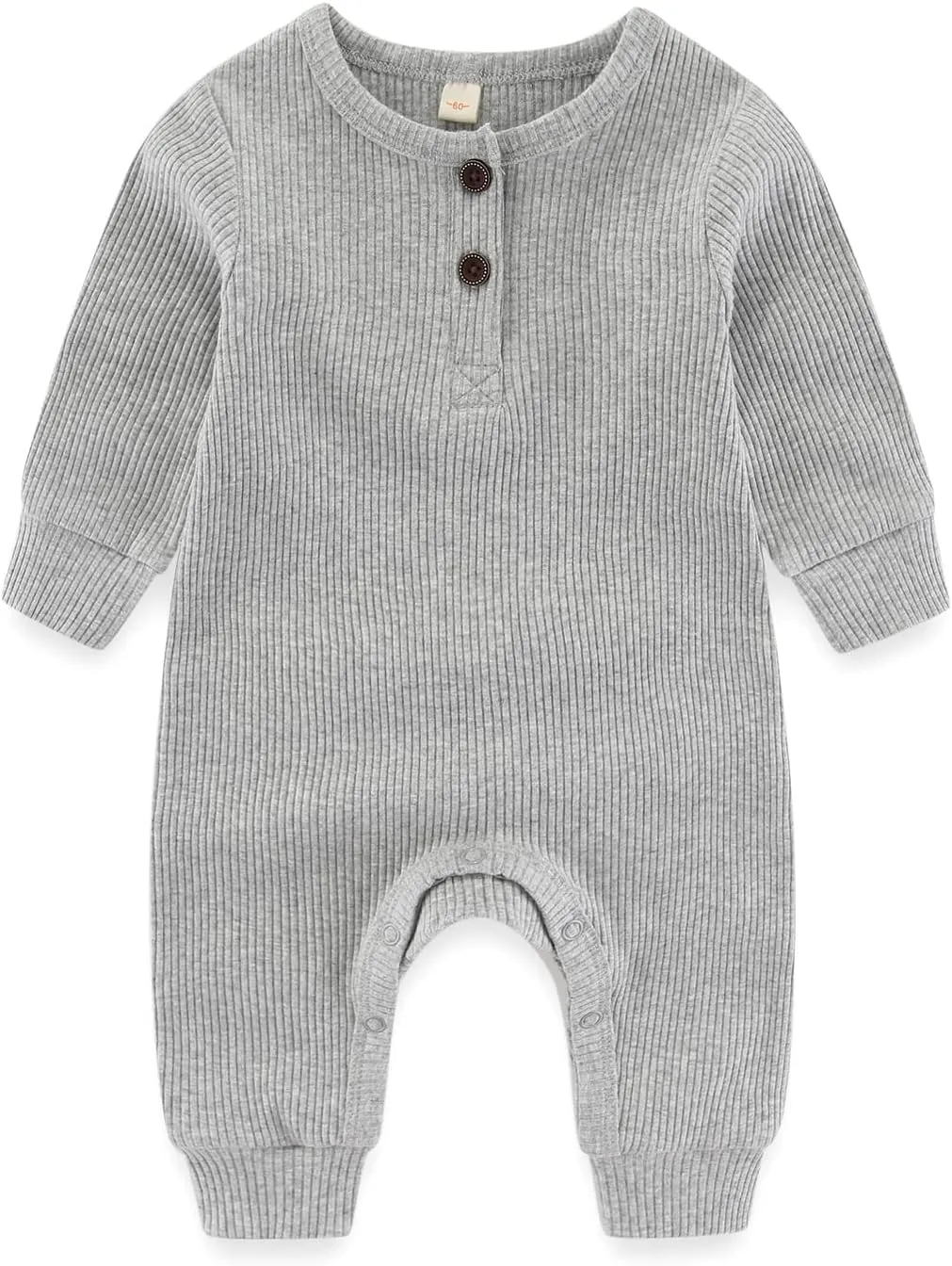 Newborn Baby Boys Girls One Piece Romper With Mitten Cuffs 3 Pack Long Sleeve Ribbed Button Jumpsuit Outfit Clothes