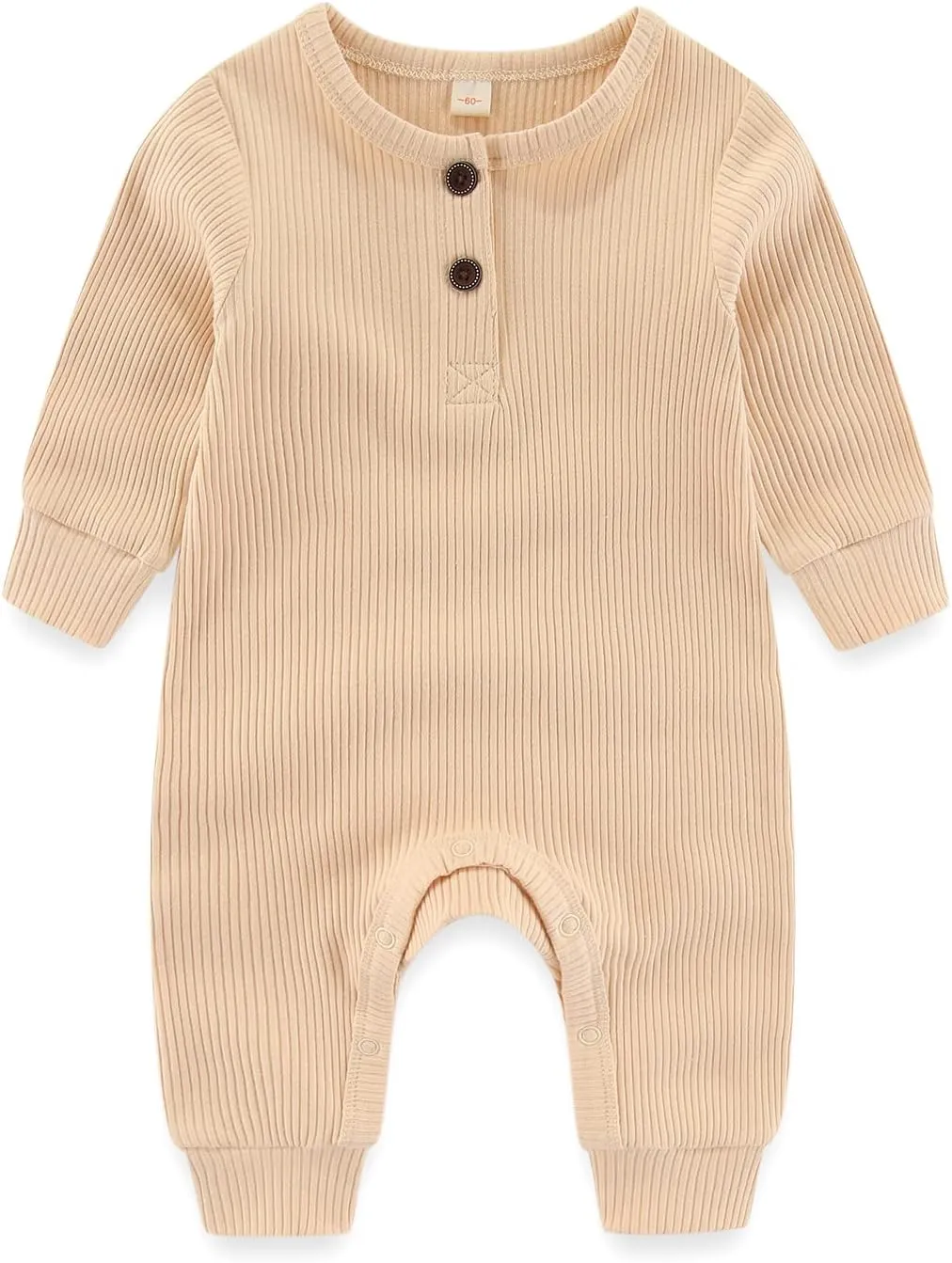 Newborn Baby Boys Girls One Piece Romper With Mitten Cuffs 3 Pack Long Sleeve Ribbed Button Jumpsuit Outfit Clothes