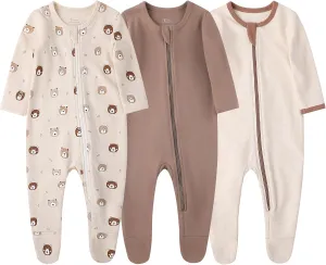 O2 BABY Baby Boys Girls Organic Cotton Zip-Front Sleeper Pajamas, Footed Sleep 'n Play