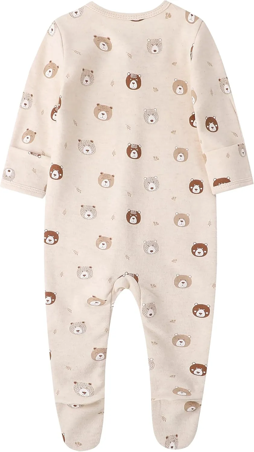 O2 BABY Baby Boys Girls Organic Cotton Zip-Front Sleeper Pajamas, Footed Sleep 'n Play