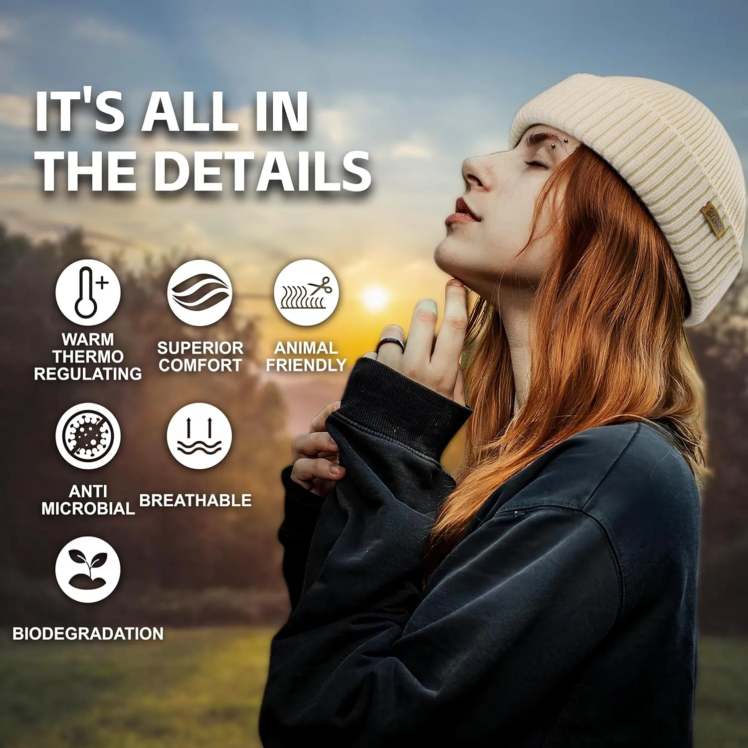 OUTDOOR SHAPING Merino Wool Short Fisherman Beanies for Men Women, Knit Cuff Trawler Beanie Cap, Winter Warm Daily Hat