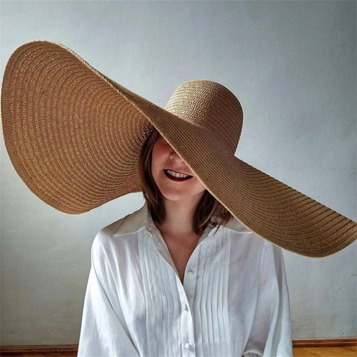 Oversized Beach Straw Hats for Women Extra Large Wide Brim Beach Hat Foldable Roll up Floppy Sun Hat Summer UV Protection