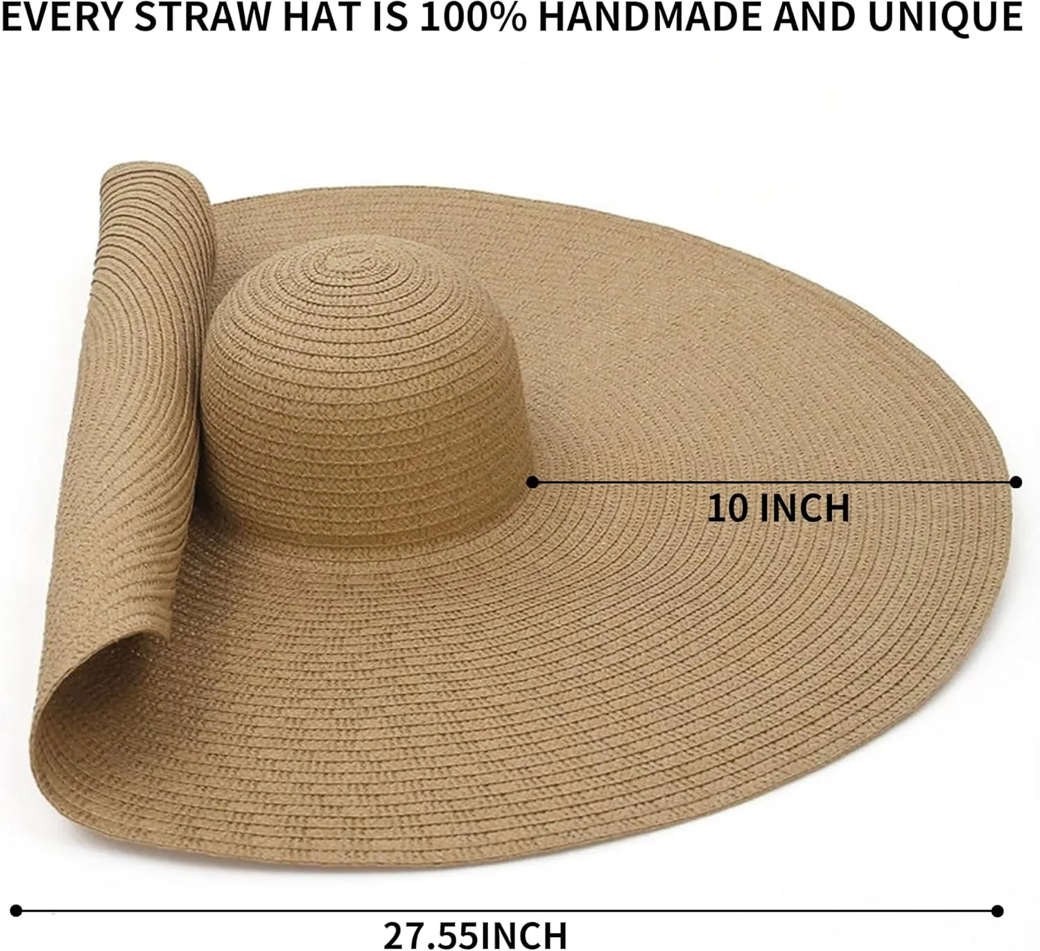 Oversized Beach Straw Hats for Women Extra Large Wide Brim Beach Hat Foldable Roll up Floppy Sun Hat Summer UV Protection