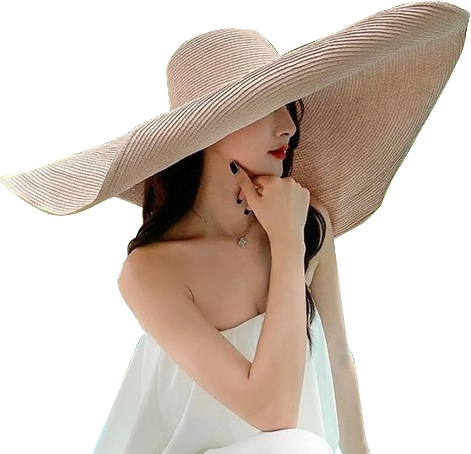 Oversized Beach Straw Hats for Women Extra Large Wide Brim Beach Hat Foldable Roll up Floppy Sun Hat Summer UV Protection