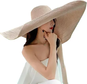 Oversized Beach Straw Hats for Women Extra Large Wide Brim Beach Hat Foldable Roll up Floppy Sun Hat Summer UV Protection