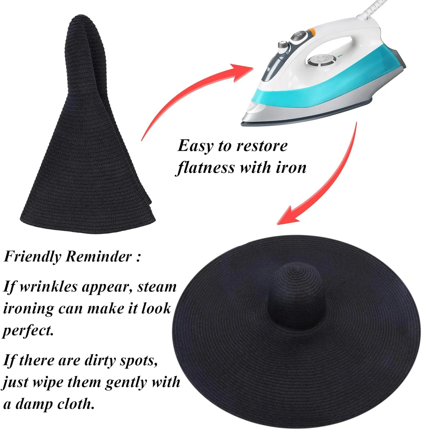 Oversized Sun Straw Hat for Women, UPF 50  Floppy Wide Brim Summer Hat, Foldable Roll Up Travel Hat Beach Hats for Women