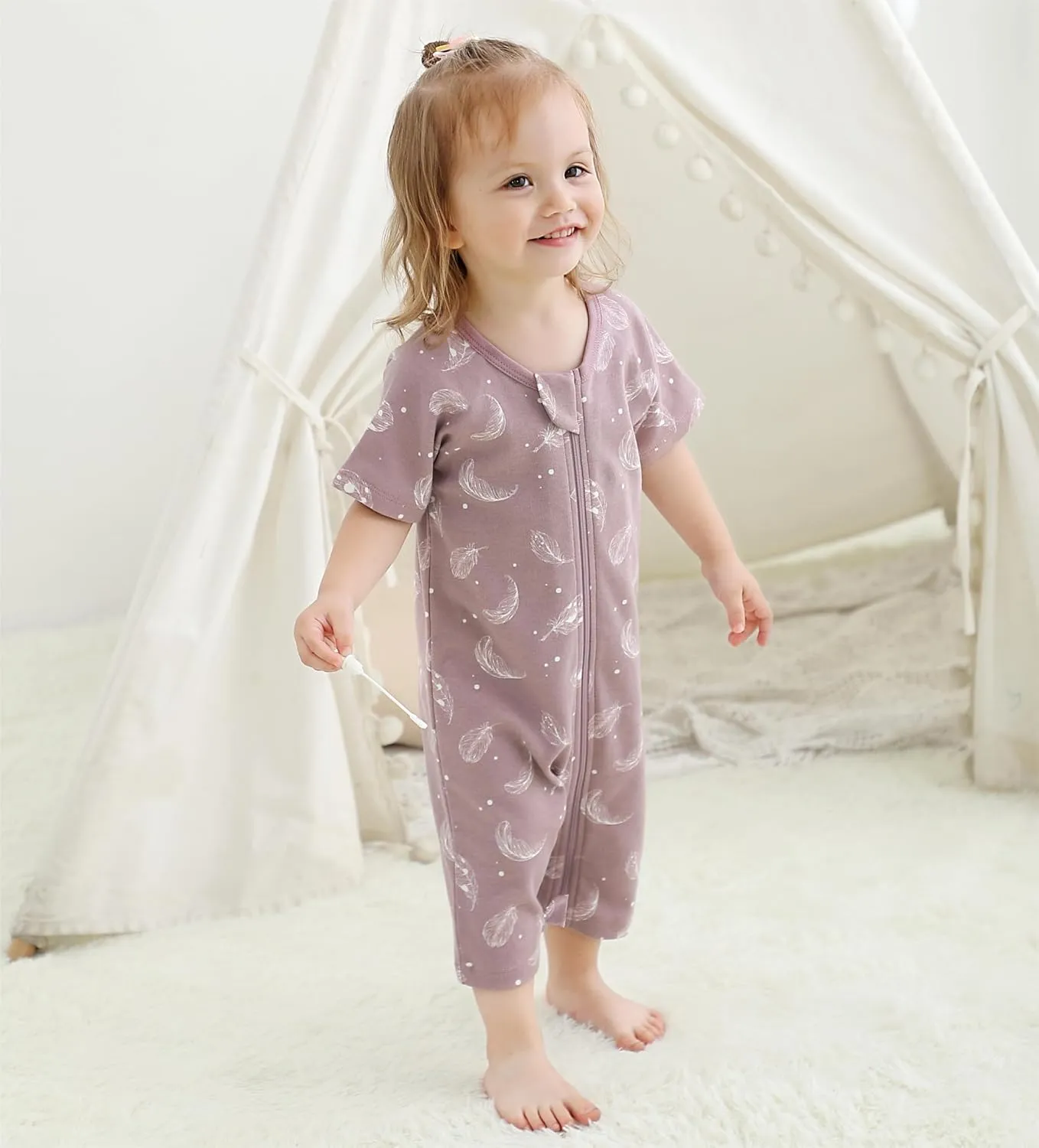 Owlivia Baby Short Sleeve Summer Romper Set, 2 Pack Tank Jumpsuit for Girls and Boys, Cartoon One Piece Coverall Outfit