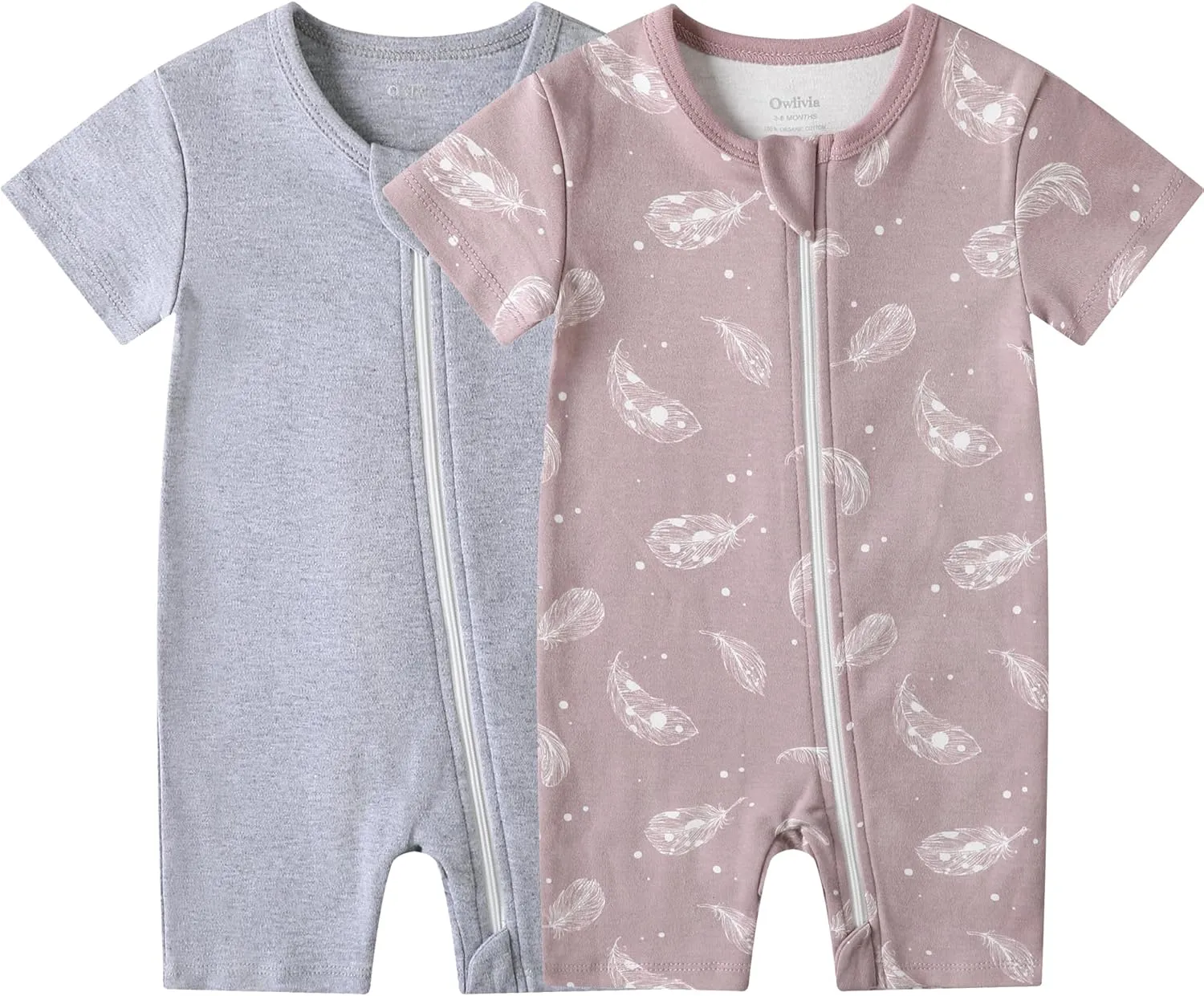 Owlivia Baby Short Sleeve Summer Romper Set, 2 Pack Tank Jumpsuit for Girls and Boys, Cartoon One Piece Coverall Outfit