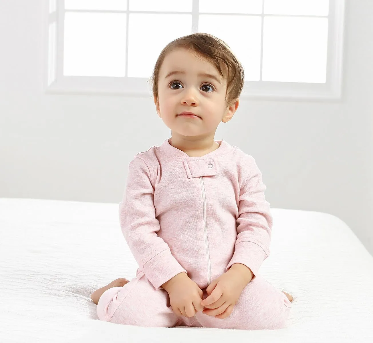 Owlivia Organic Cotton Baby Boy Girl Zip up Sleep N Play, Footless, Long Sleeve