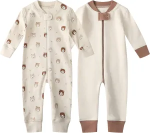 Owlivia Organic Cotton Baby Boy Girl Zip up Sleep 'N Play Pjs, Footless, Long Sleeve
