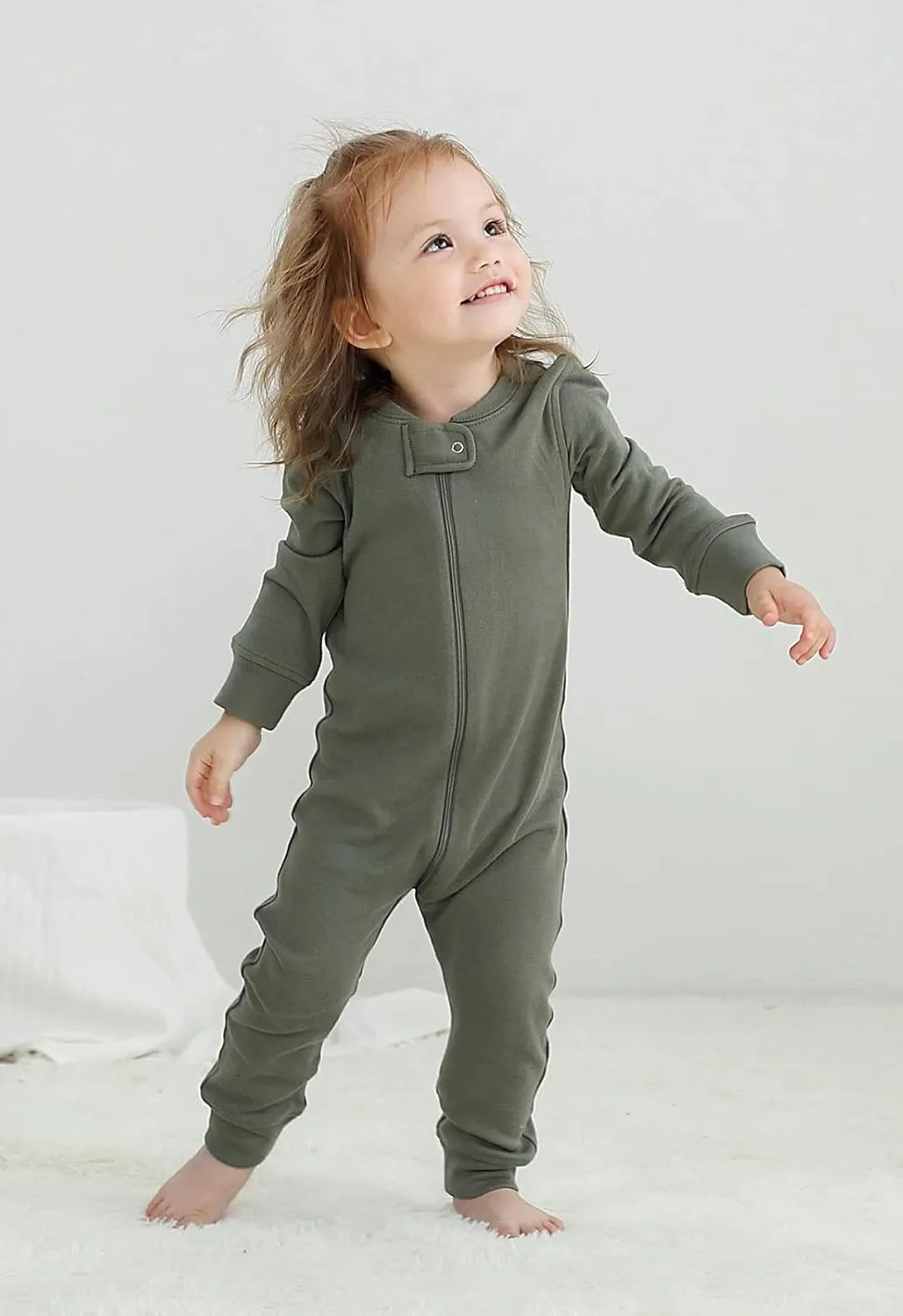 Owlivia Organic Cotton Baby Boy Girl Zip up Sleep 'N Play Pjs, Footless, Long Sleeve