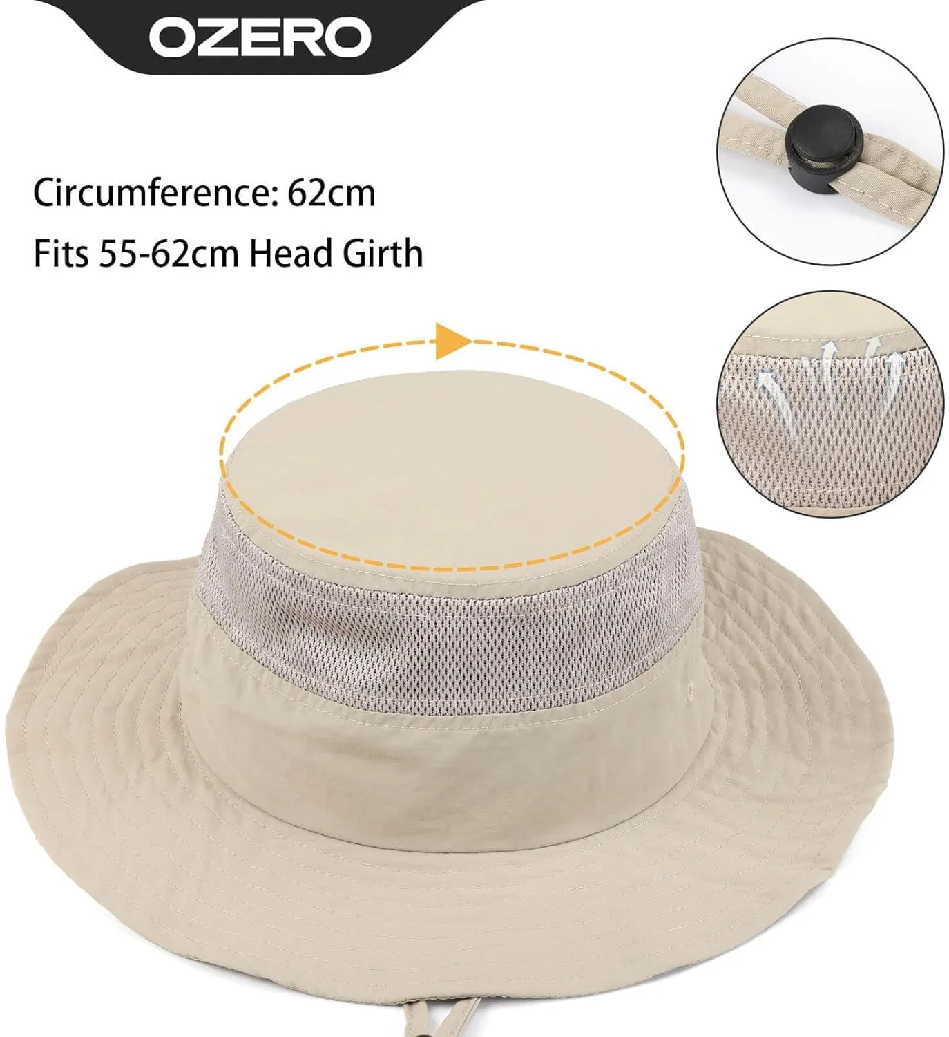 OZERO Boonie Sun Protection Hat: Breathable Wide Brim Hats for Men Women - Lightweight Bucket Hat for Fishing Hiking Safari