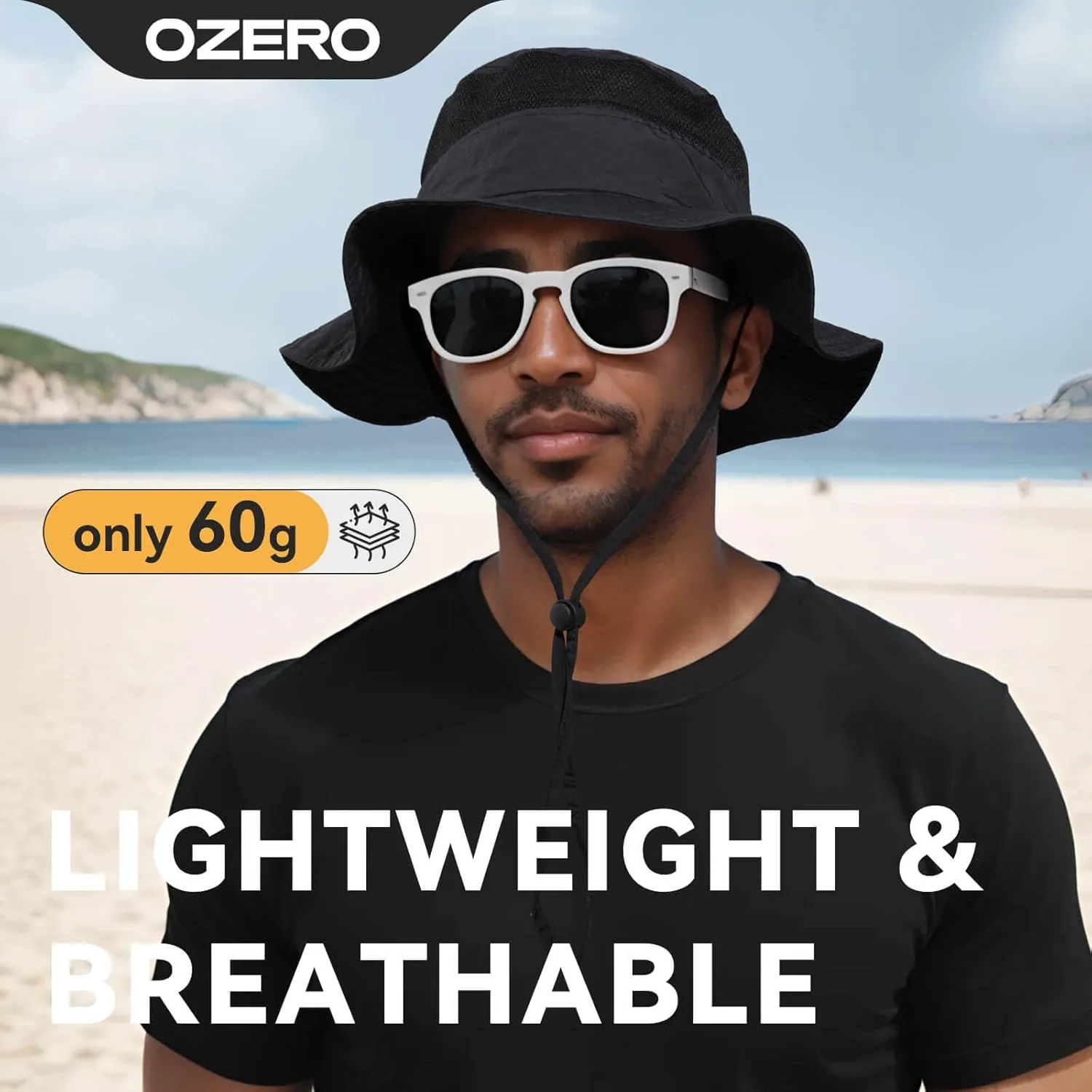 OZERO Boonie Sun Protection Hat: Breathable Wide Brim Hats for Men Women - Lightweight Bucket Hat for Fishing Hiking Safari