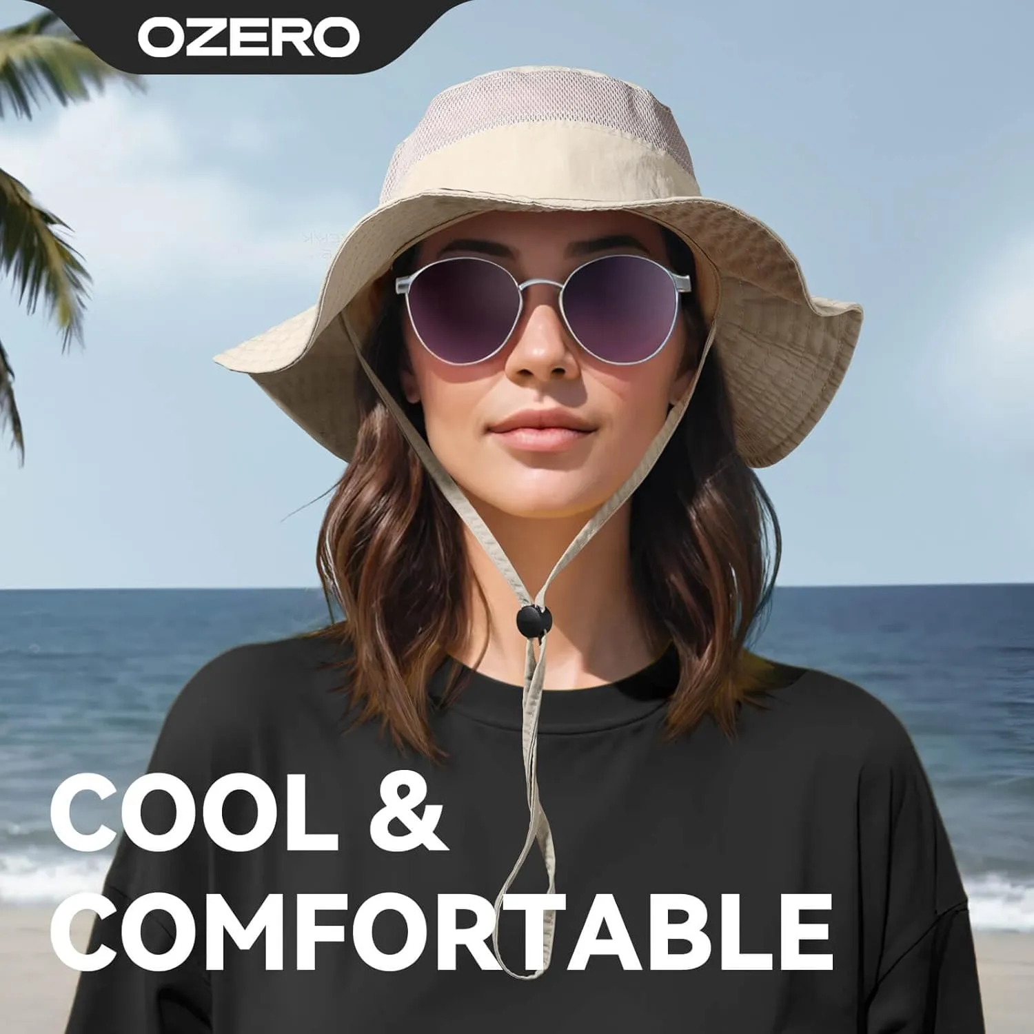 OZERO Boonie Sun Protection Hat: Breathable Wide Brim Hats for Men Women - Lightweight Bucket Hat for Fishing Hiking Safari