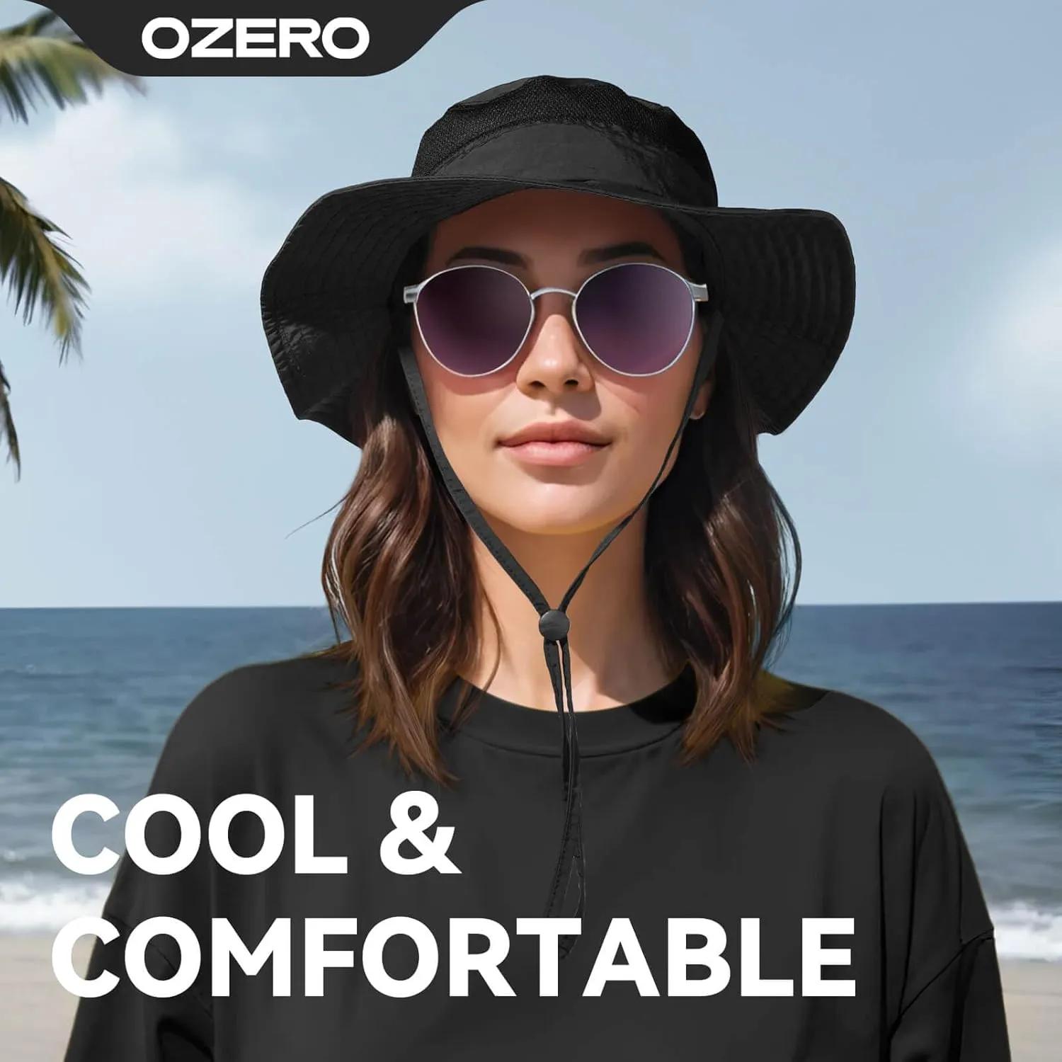 OZERO Boonie Sun Protection Hat: Breathable Wide Brim Hats for Men Women - Lightweight Bucket Hat for Fishing Hiking Safari