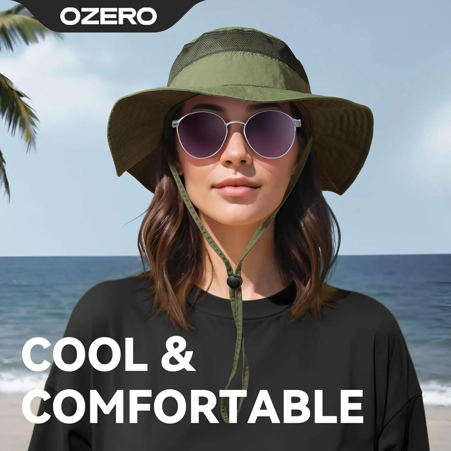 OZERO Boonie Sun Protection Hat: Breathable Wide Brim Hats for Men Women - Lightweight Bucket Hat for Fishing Hiking Safari