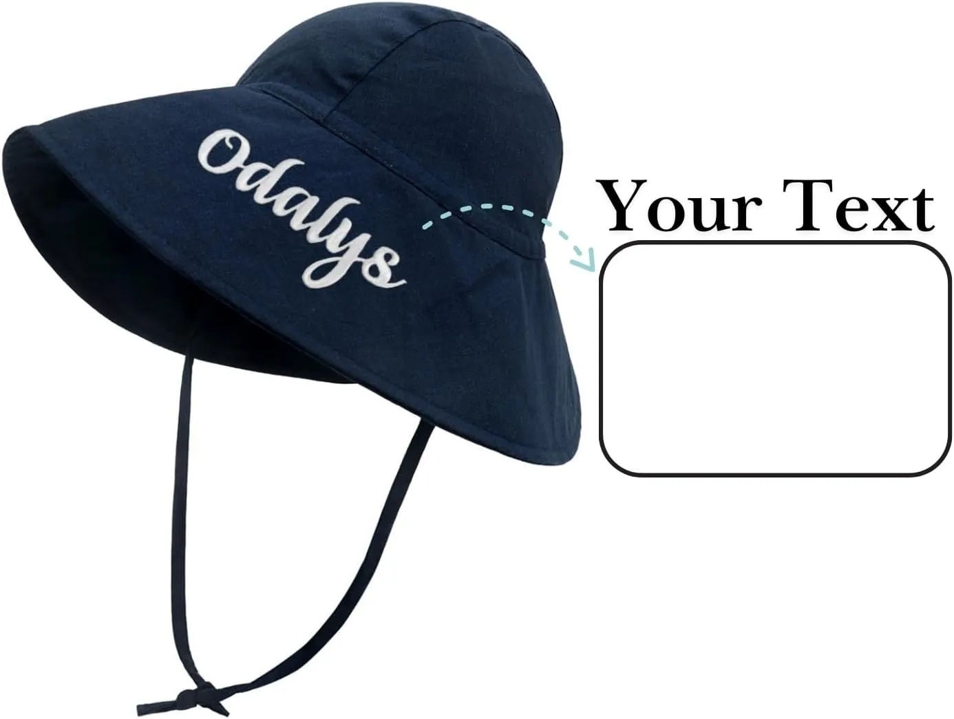 Personalized Baby Beach Hat, Custom Name Sun Hat for Boys Girls Infant Wide Brim Hats Baby Bucket Hat