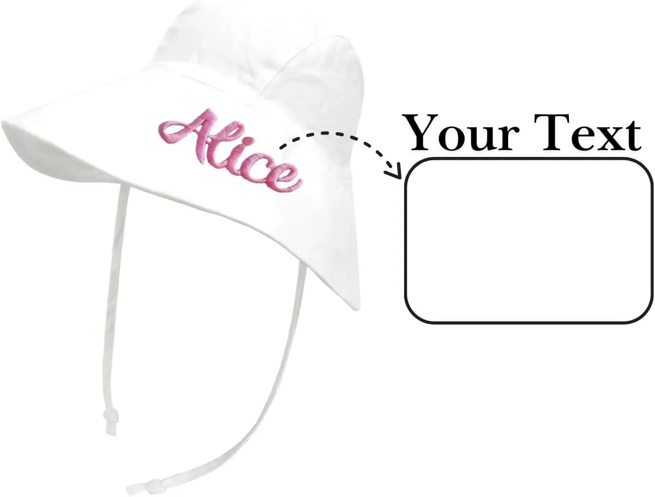 Personalized Baby Beach Hat, Custom Name Sun Hat for Boys Girls Infant Wide Brim Hats Baby Bucket Hat