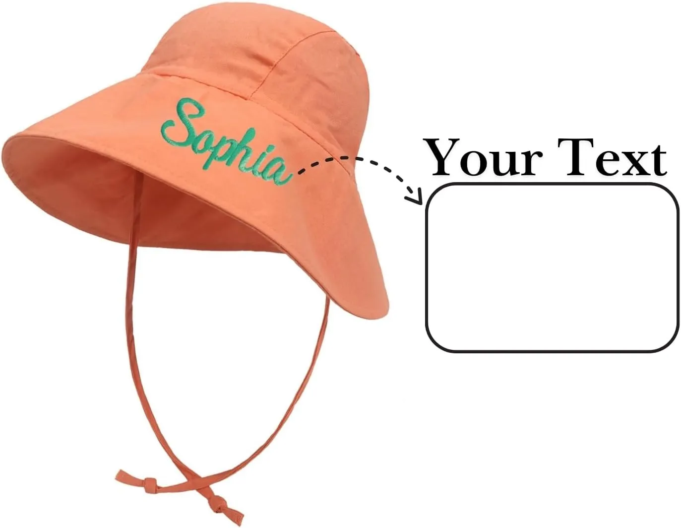 Personalized Baby Beach Hat, Custom Name Sun Hat for Boys Girls Infant Wide Brim Hats Baby Bucket Hat