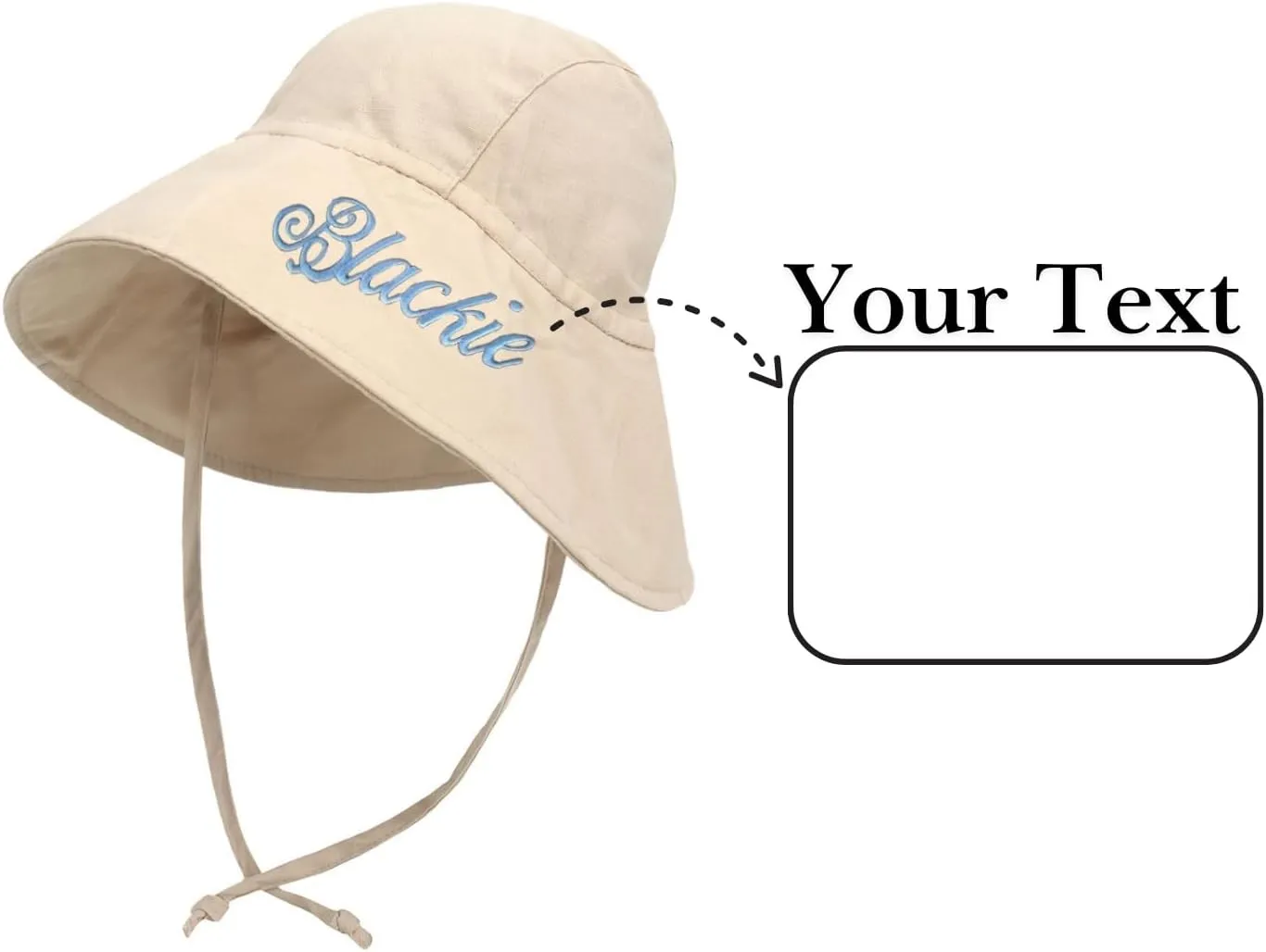 Personalized Baby Beach Hat, Custom Name Sun Hat for Boys Girls Infant Wide Brim Hats Baby Bucket Hat
