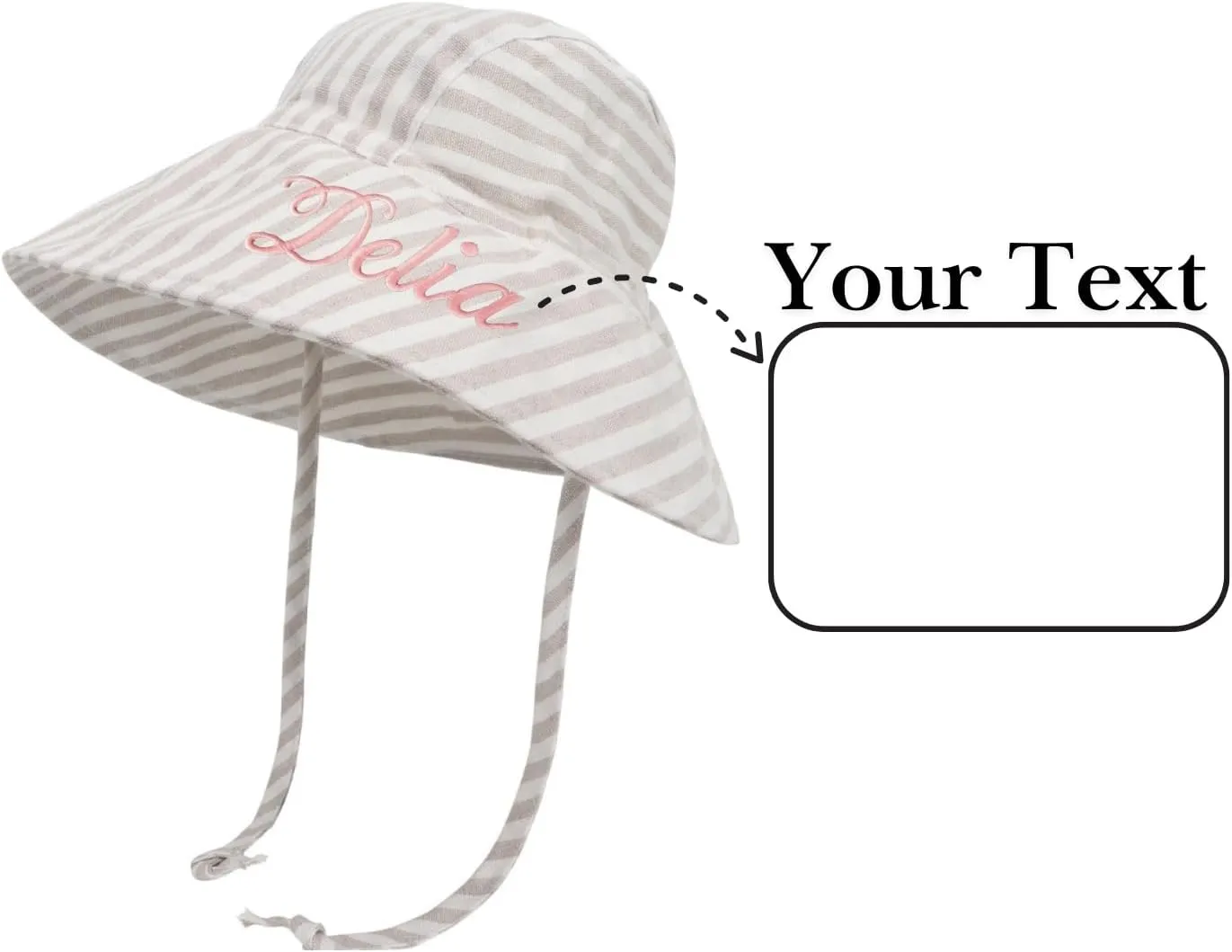 Personalized Baby Beach Hat, Custom Name Sun Hat for Boys Girls Infant Wide Brim Hats Baby Bucket Hat