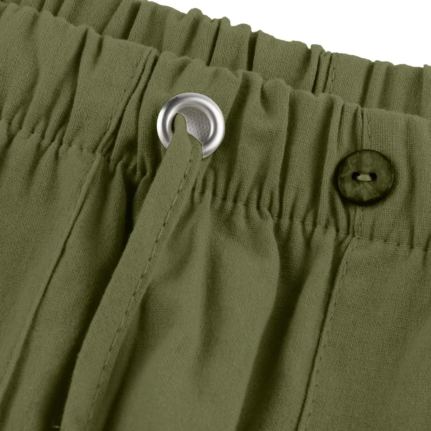 Plus Size Linen Pants Men Loose Fit Casual Drawstring Elastic Waist Pants Lightweight Summer Beach Trousers w/Pockets