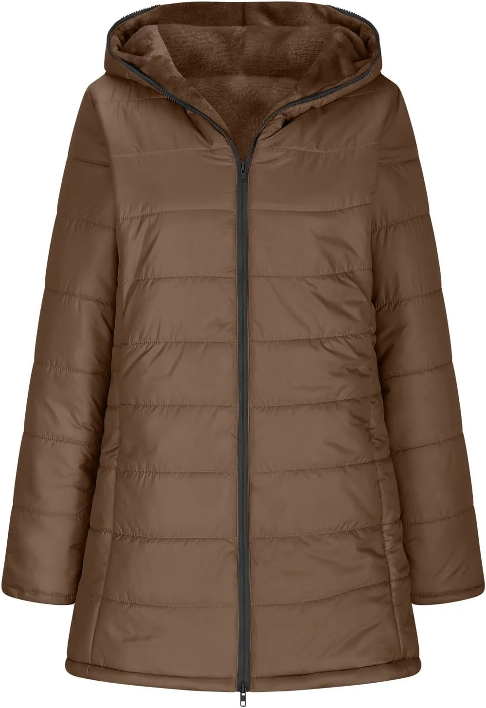 Puffer Jacket Womens Tops Plus Size Zip Up Down Jackets Cotton Sherpa Lined Parka Thermal Going Out Winter Hooded Coats