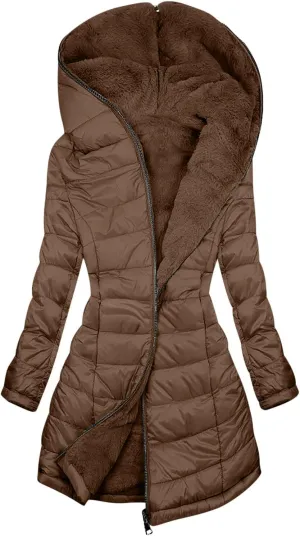 Puffer Jacket Womens Tops Plus Size Zip Up Down Jackets Cotton Sherpa Lined Parka Thermal Going Out Winter Hooded Coats