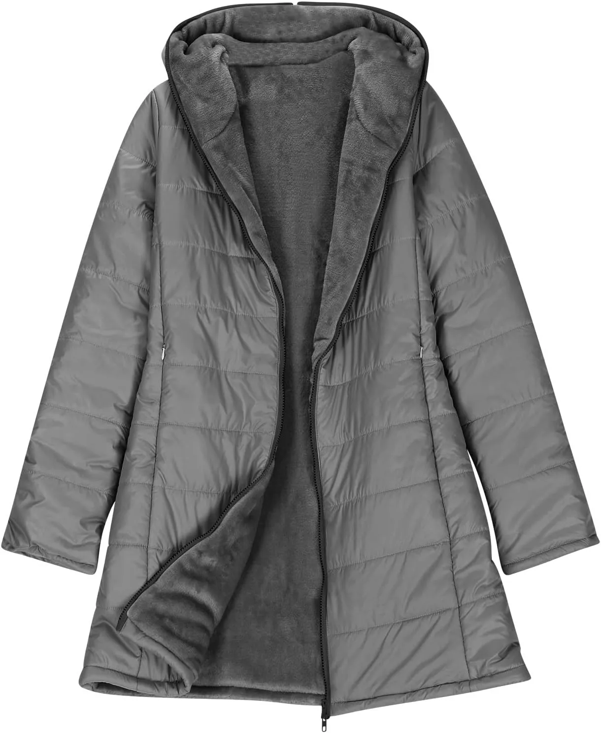 Puffer Jacket Womens Tops Plus Size Zip Up Down Jackets Cotton Sherpa Lined Parka Thermal Going Out Winter Hooded Coats