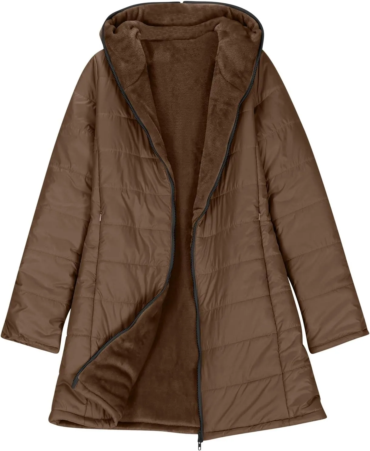 Puffer Jacket Womens Tops Plus Size Zip Up Down Jackets Cotton Sherpa Lined Parka Thermal Going Out Winter Hooded Coats