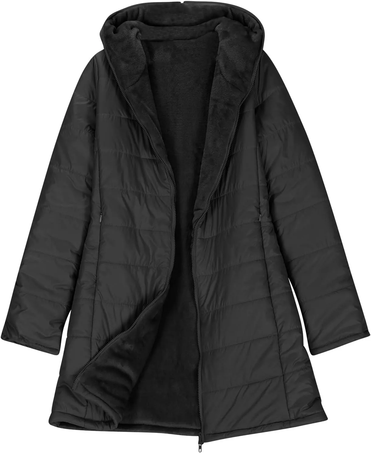 Quilted Jackets for Women Oversized Fleece Lined Down Jacket Plain Zip Up Cotton Parka Stylish Trending Now Hoodie Coat