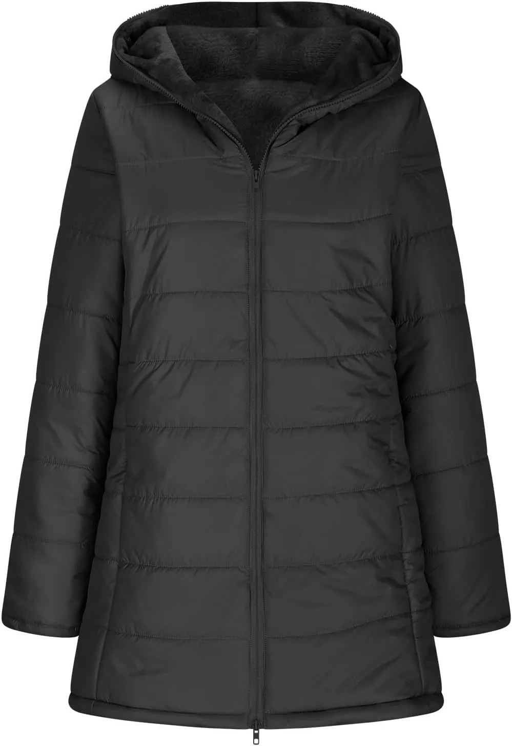 Quilted Jackets for Women Oversized Fleece Lined Down Jacket Plain Zip Up Cotton Parka Stylish Trending Now Hoodie Coat