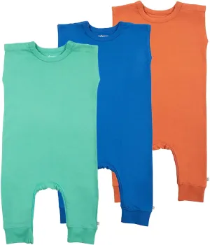 Romper 3-Pack – (18-24mo) Baby Rompers with Shoulder Snaps & Zippered Legs for Easy Diaper Changes, As Seen on Shark Tank, 100% GOTS Organic Cotton in Rust, Royal, and Teal