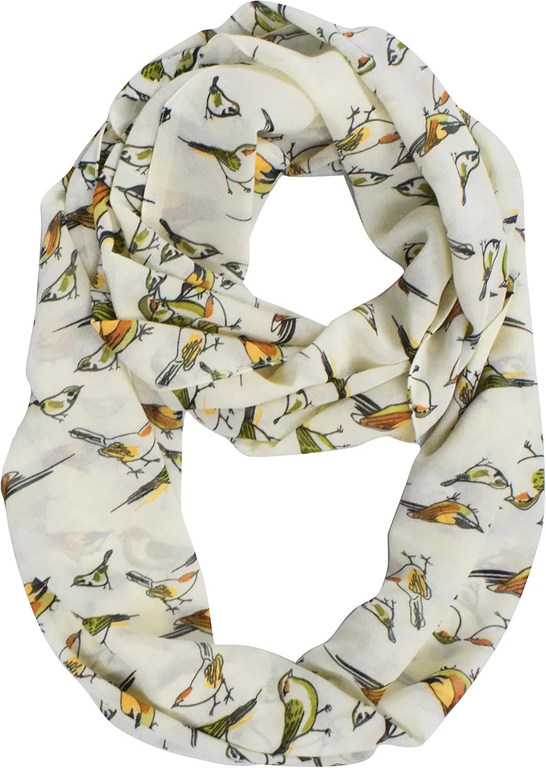 Sheer Bird Print Scarves For Women Infinity Scarf Circle Loops