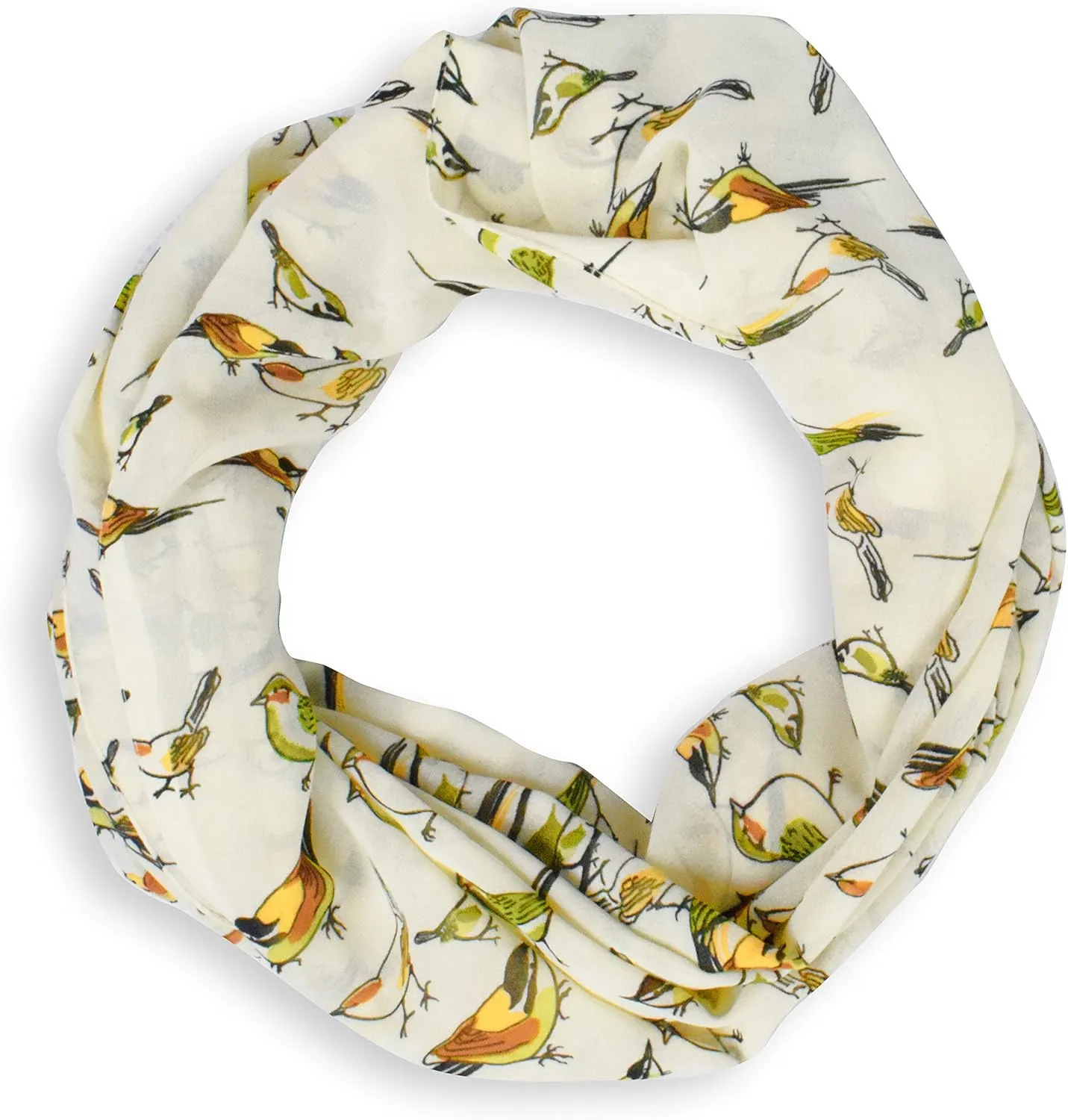 Sheer Bird Print Scarves For Women Infinity Scarf Circle Loops