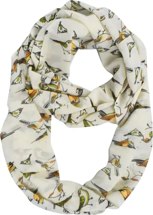 Sheer Bird Print Scarves For Women Infinity Scarf Circle Loops