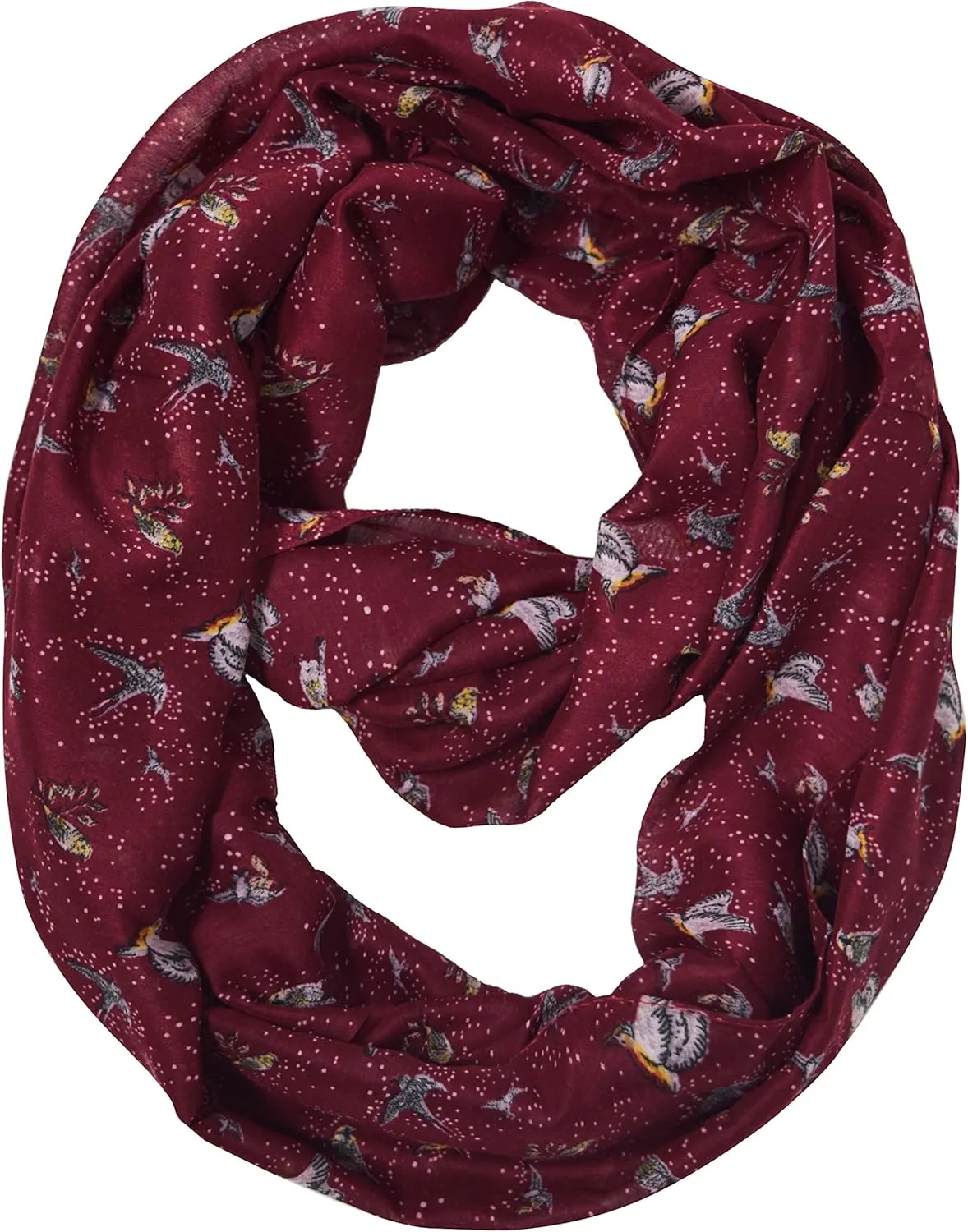 Sheer Bird Print Scarves For Women Infinity Scarf Circle Loops