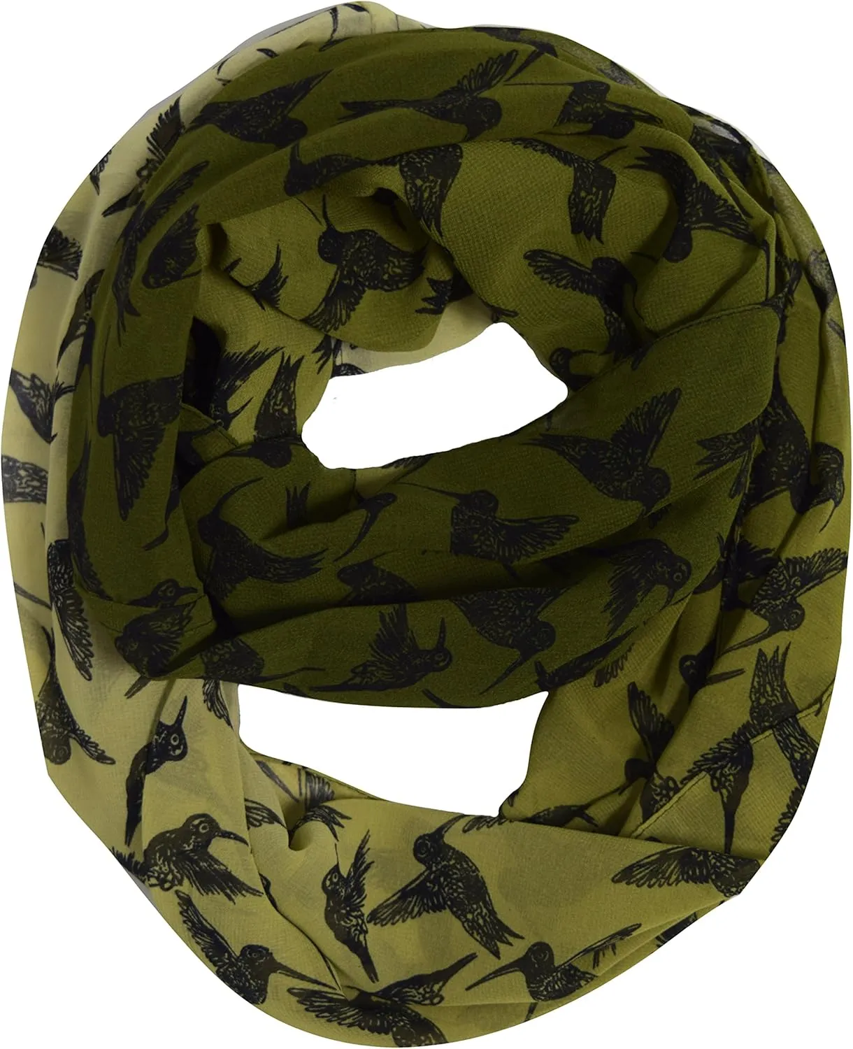 Sheer Bird Print Scarves For Women Infinity Scarf Circle Loops