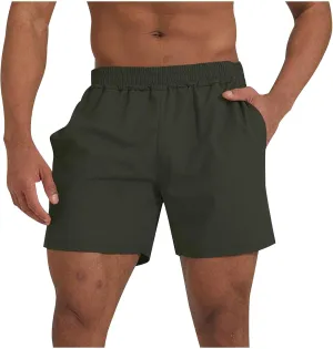 Shorts for Men Summer Baggy Cotton Beach Shorts 2025 Flat Front Casual Drawstring Elastic Waist Pants with Pockets